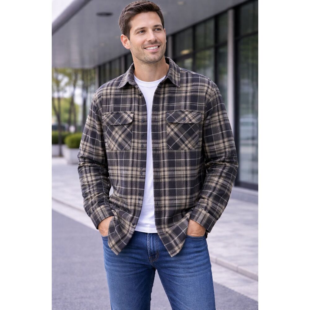 Outdoor Life Plaid Long Sleeve Shirt Green M